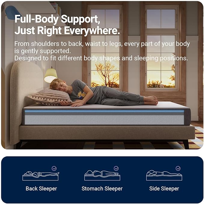 Avenco 8 Inch Full Size Mattress with Open-Cell Foam for Breathable Comfort, Gel Memory Foam Full Mattresses with Removable Cover, CertiPUR-US Certified Mattress in a Box