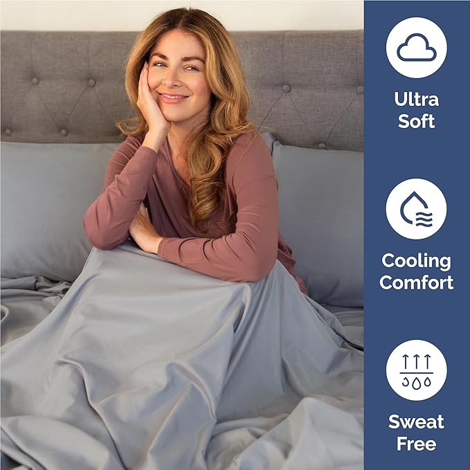 Full 6 Piece Sheet Set - Comfy, Breathable & Cooling - Hotel Luxury Bedding for Women, Men, Kids, Teens & Children - 1 Flat & 1 Fitted Sheet & 4 Pillowcases w/ Deep Pockets - Wrinkle Free - Steel Blue