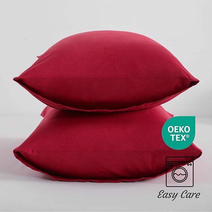 NTBAY Toddler Pillow Cases Set of 2, 2 Pack Brushed Microfiber 14x20 Pillow Cases, Soft, Wrinkle, Fade, Stain Resistant Wine Red Pillow Cases with Envelope Closure, 14x20 Inches, Wine Red