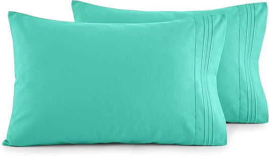 Elegant Comfort Luxury Ultra-Soft 2-Piece Pillowcase Set - 1500 Premium Hotel Quality Microfiber Double Brushed - Wrinkle Resistant, Standard/Queen, Paradise Teal
