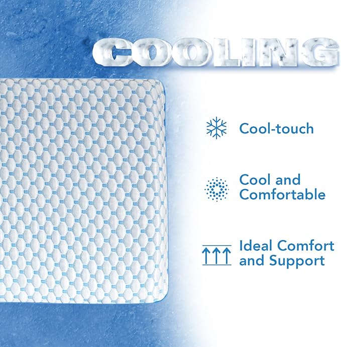 Flat Pillow for Stomach and Back Sleepers, Ultra Thin Pillow for Sleeping, Cooling Gel Slim Stomach Sleeping Pillows for Shoulder Neck Pain Relief, Low Profile Memory Foam Pillows 2.75-inches