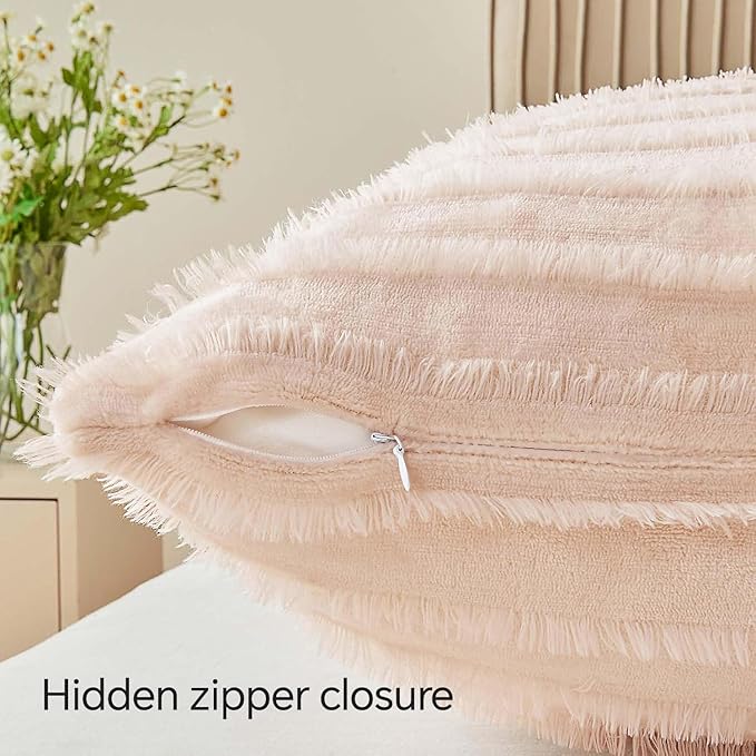 BEDELITE Velvet Pillow Covers 18x18 with Zipper, 2 Pack Super Soft Square Pillow Covers for Bedroom, Sofa, Luxury Cozy Fleece Pillowcases for All Seasons(18x18 Inches, Coral-Boho)
