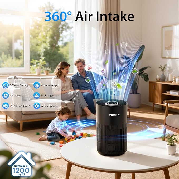 Air Purifiers for Bedroom Home,Quiet Air Cleaner With Sleep Mode Night Light