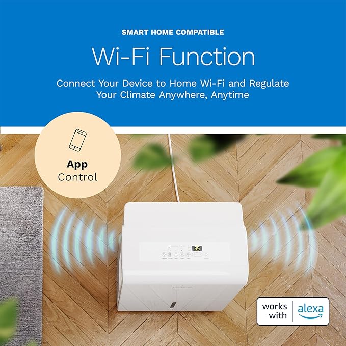 hOmeLabs Dehumidifier 7,500 Sq Ft Wi-Fi with Pump (50 Pint MAX 120 Pint at 95°F, 90% RH) for Home, Office, Basements with Powerful Moisture Removal, Humidity Control, Auto Shut-off, Quiet Operation