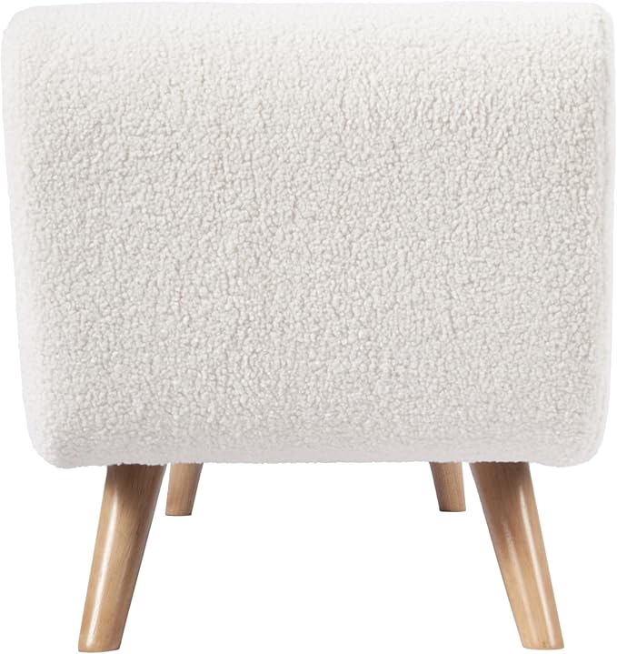 HomePop Modern Storage Bench with Wood Legs |Homepop Home Décor|Bench with Storage for Living Room & Bedroom - Sherpa Cream