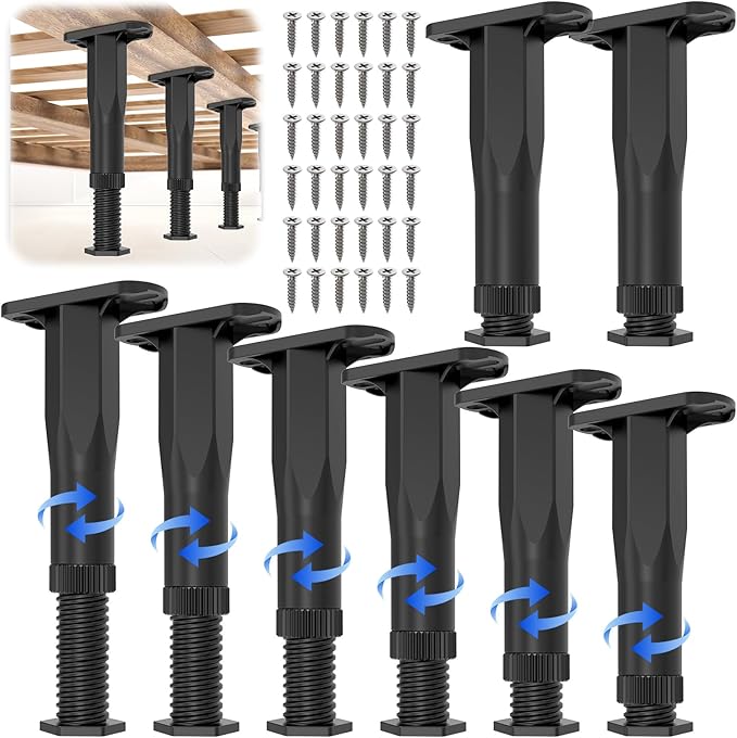 8PCS Adjustable Bed Frame Support Legs (8.3"-14.5" ), Frame Center Slats Heavy Support Leg, Extra Durable Furniture Suport Feet, for Frame/Sofa/Dresser/Chair/Table, Legs Furniture Replacement Parts