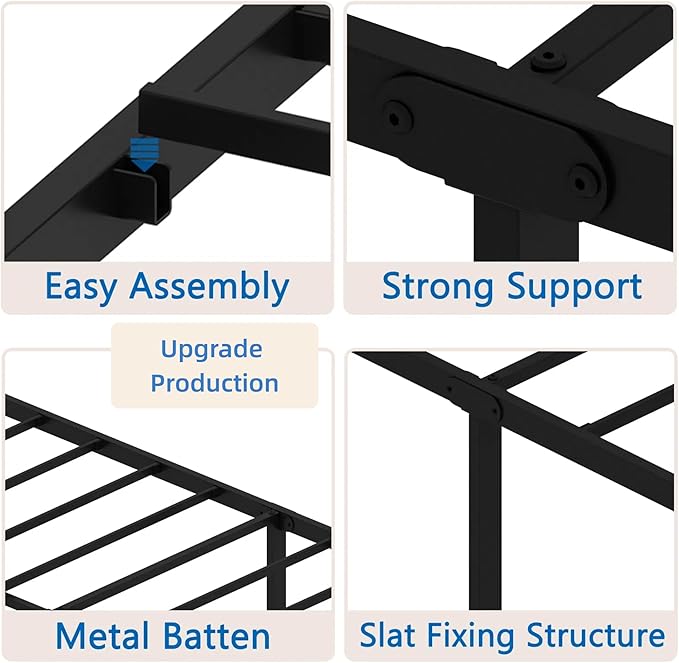 FONTOI Twin Size Bed Frame, 14 Inch Metal Platform Bed with Iron-Art Headboard & Footboard, Max 3500lbs Metal Slat Support, Classic Bed Frame with Under Bed Storage & No Box Spring Needed, Black