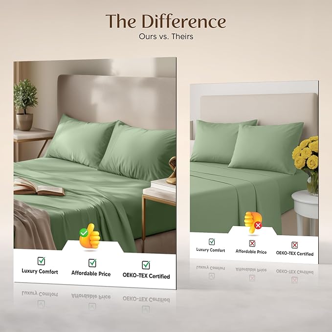 Utopia Bedding Twin Sheet Set – 3 Piece Bed Sheets for Twin Size Bed, Soft and Breathable Microfiber, Includes 1 Fitted Sheet, 1 Flat Sheet and 1 Pillowcase – Oeko Tex (Sage)