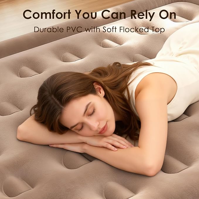 Air Mattress Queen with Built-in Pump – 18" Raised Inflatable Bed with High Speed Built-in Pump, Stable and Durable, colchón inflable, Carry Bag, Cozy Guest Air Bed for Sleepovers, Glamping, Moving