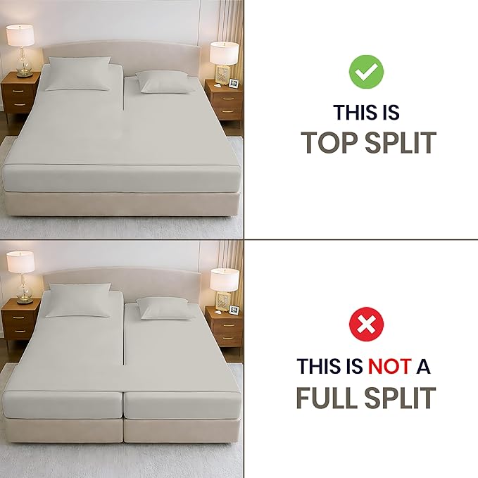SGI bedding 32" Queen Split Top Flex Head Sheet 100% Egyptian Cotton 1000 Thread Count Flex Top Sheet for Adjustable Bed 4Pc Sheet Set 15" Deep Pocket for Sleep Number Bed - Silver