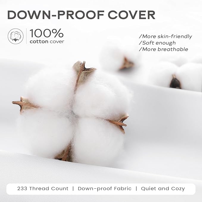 SAVORI Set of 2 Down and Feather Throw Pillow Inserts 12x12 Soft Fluffy Pillow Inserts with 100% Down-Proof Cotton Cover, Decorative Square Cushion Inner for Sofa Couch Bed-White