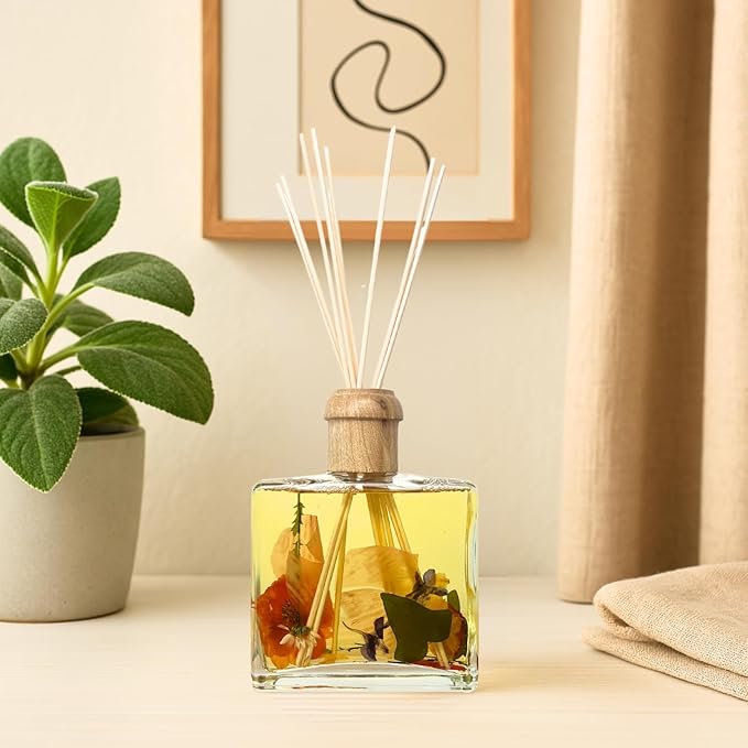 Rosy Rings Essence of Spring Botanical Reed Diffuser 13oz – Lasts 6-12 Months Floral Aromatherapy Notes of Hyacinth, Honeysuckle, Rose Home Fragrance Summer Decor Housewarming Wedding Gifts
