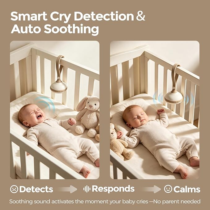 EVOCELER Portable White Noise Sound Machine for Baby Adult with 9 Soothing Sound Memory Function, 64h Powerful Battery for Home Travel Office, Toddler Lock, Reinforced Clip, Baby Registry Gift White
