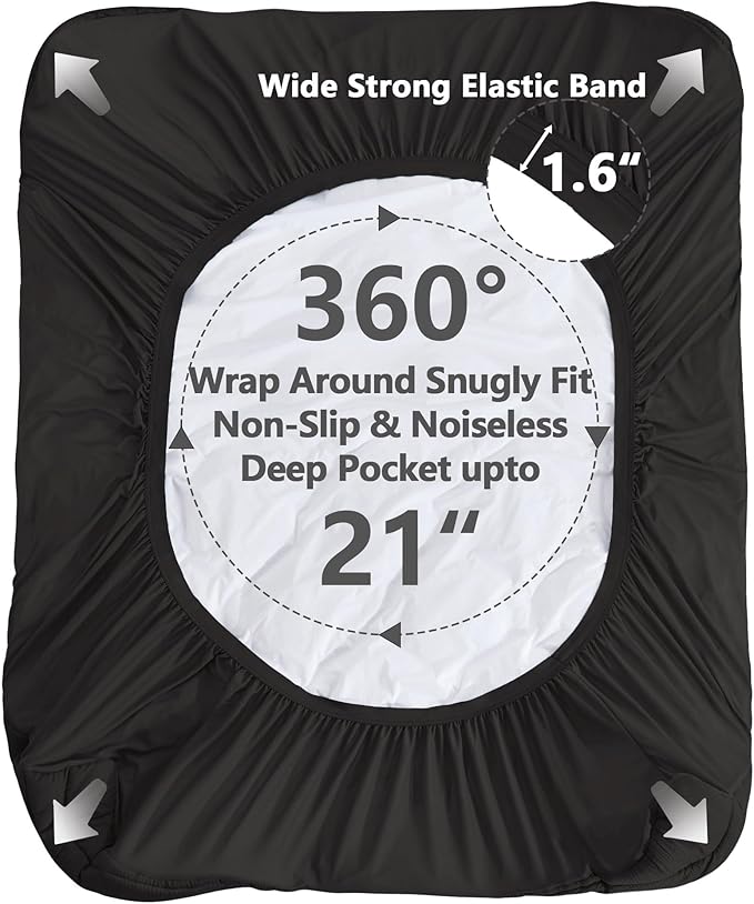 ELVEN HOME Full Size Mattress Pad Waterproof, Cooling Mattress Topper for Double Bed, Pillow Top Quilted Fitted Mattress Protector Cover with 8-21" Deep Pocket (54x75 inch, Black)