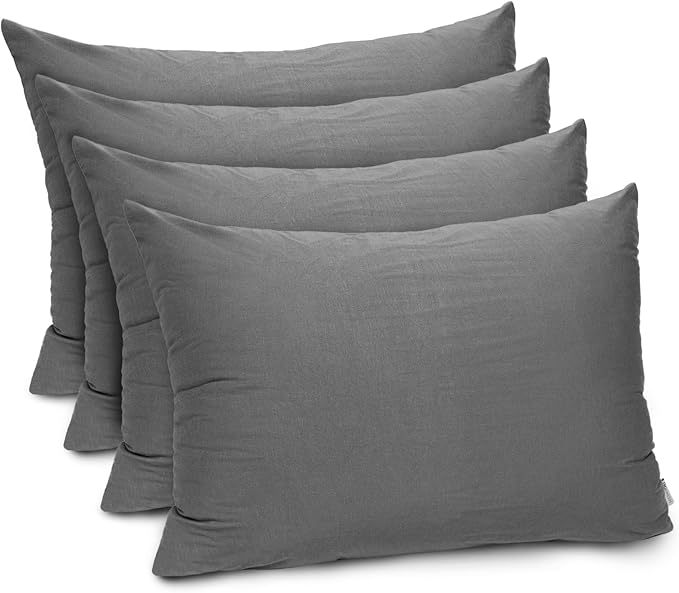 Gogreen Bamboo Rayon Waterproof Pillow Protector, Breathable Pillow Cover, Cooling Pillow Case Protector with Zipper, Super Soft Pillow Case Cover with Zipper (4 Packs, Queen 20"x30", Grey)
