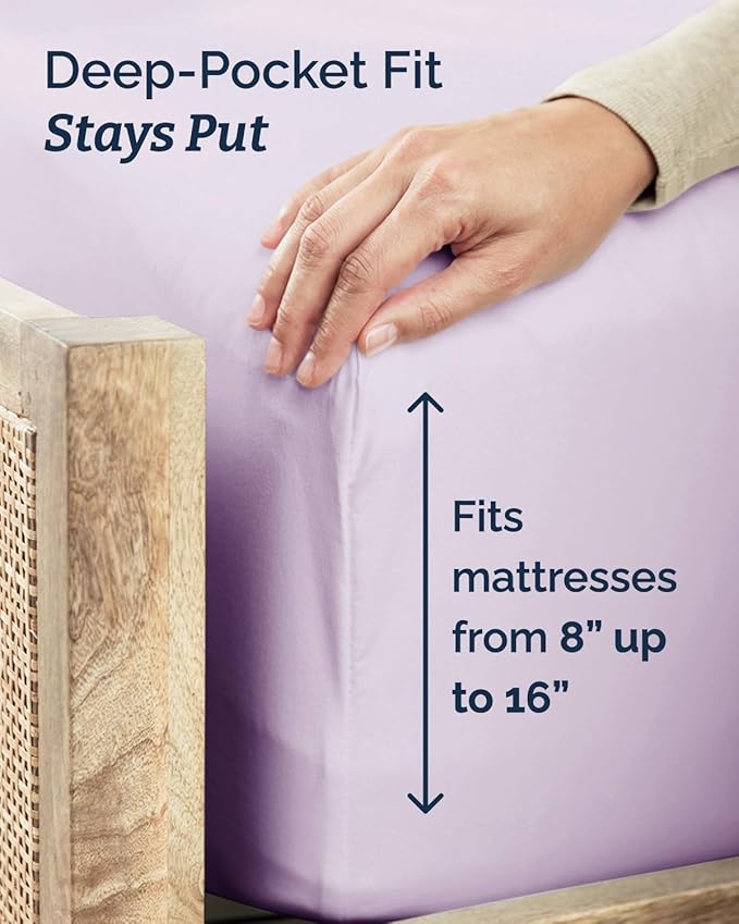 Twin Size 3 Piece Sheet Set - Comfy Breathable & Cooling Sheets - Hotel Luxury Bed Sheets for Women & Men - Deep Pockets, Easy-Fit, Soft & Wrinkle Free Sheets - Light Lavender Oeko-Tex Bed Sheet Set