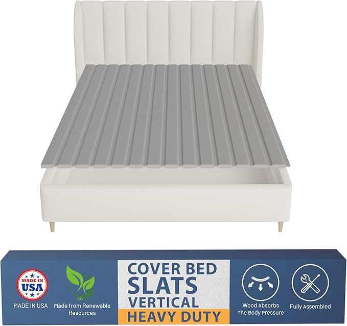 Greaton, 0.75-Inch Heavy Duty Vertical Wooden Bunkie Board/Bed Slats, King, Grey