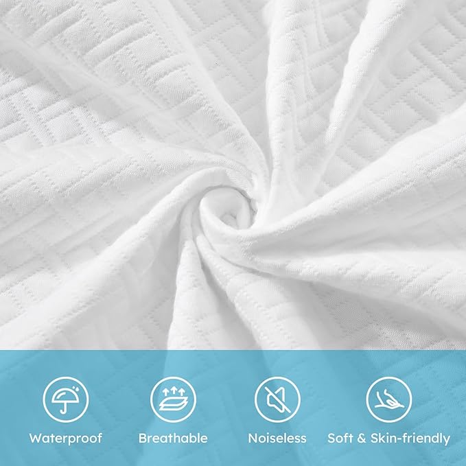 Cozymaker King Size 100% Waterproof Mattress Protector, Cooling Mattress Cover Fitted 8-21" Deep Pocket, 3D Air Fabric Soft Breathable Bed Mattress Pad Cover Noiseless Washable