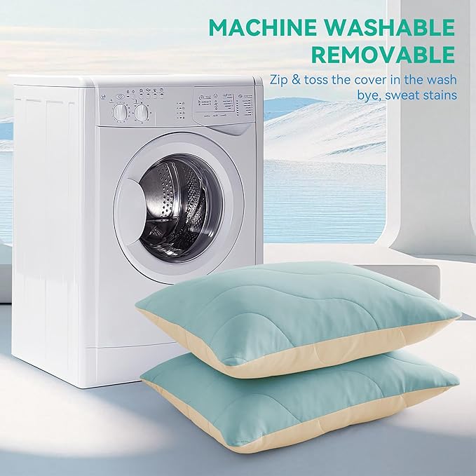 Three Geese Cooling Goose Down Feather Pillows King Size Set of 2 for Hot Sleepers, Q-Max>0.45, Cooling Hotel Bed Pillows with Washable Removable Cover, 20" x 36"