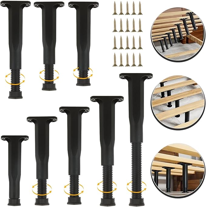 YAYODS 8 Pack Bed Support Legs 5.1-8.7 Inch Height Adjustable Bed Frame Support Legs, Heavy Duty Bed Frame Legs Replacement Center Support for King Queen Bed Slats