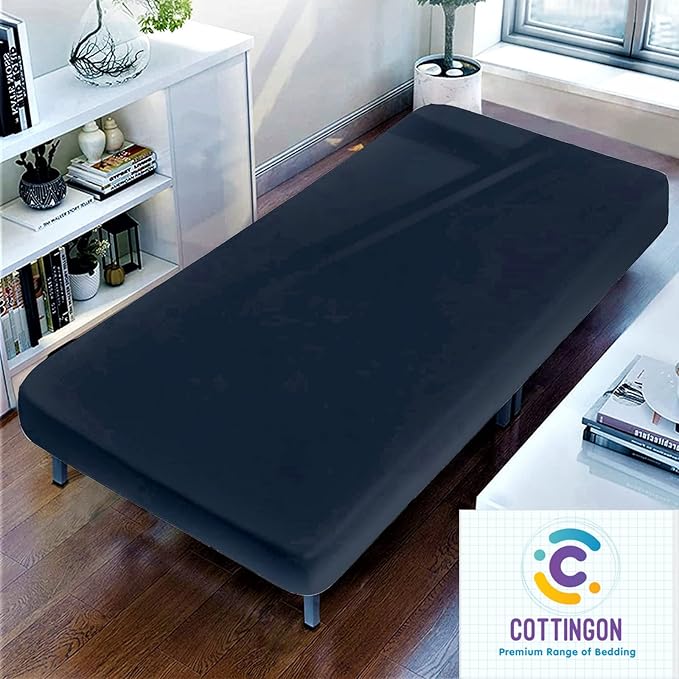 Cot Size 33" x 75" Fitted Sheet, 100% Egyptian Cotton, Perfect for Camp Bunk Beds/RVs/Guest Beds/Army Cots/Replacement Mattress (Navy Blue)