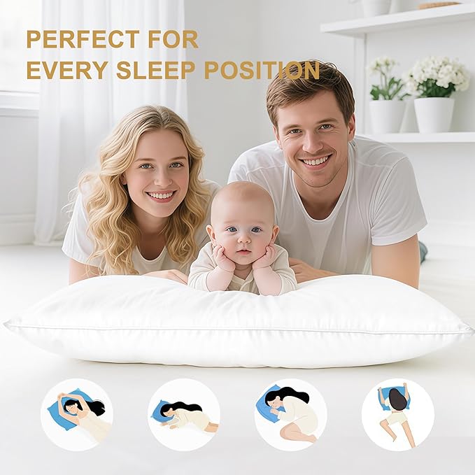 Down Pillows Queen Size Set of 2 – 750 Fill Power Hotel Quality Bed Pillows for Sleeping, Medium Firm for Side Back Stomach Sleepers, Breathable Downproof Cover, OEKO-TEX Certified(20” x 28”)