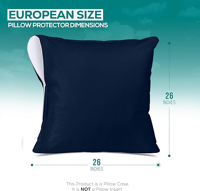 Utopia Bedding 2 Pack Waterproof Throw Pillow Protectors with Zipper 26 x 26 Inches (Navy), Bed Bug Proof Pillow Case Covers, Moisture Wicking Pillow Encasements