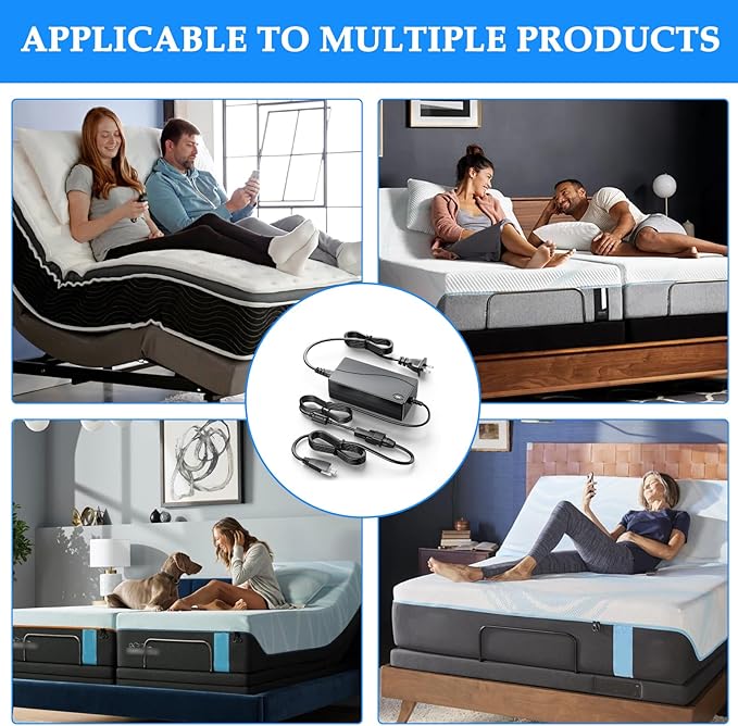 Adjustable Bed Base 3 Piece Switching Power Supply Kit Replacement for Ergo Extend Sealy Ease or Ease 2.0 Serta New Generation Adjustable Bed Base Power Adapter Cord Charger