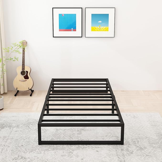 Lutown-Teen 8 Inch Twin Bed Frames Heavy Duty Metal Twin Platform Bed Frame No Box Spring Needed, Noise Free, Easy Assembly, Black