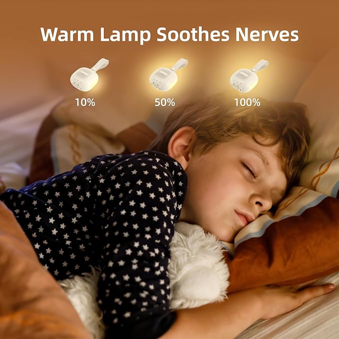 Magnetic Portable White Noise Machine with 16 Soothing Sounds 3 Night Lights 3 Sleep Timers Memory and Recording Functions 30 Levels of Volume and Powered by AC or USB for Baby Adult (White)