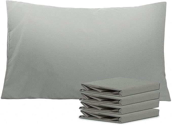 NTBAY Queen Pillowcase Set - 4 Pack Brushed Microfiber 20x30 Pillowcases - Soft, Wrinkle-Free, Fade-Resistant, Stain-Resistant, Smoke Grey Pillowcases with Envelope Closure - 20x30 Inches, Smoke Grey