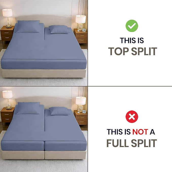 SGI bedding 28" Queen Split Top Flex Head Sheet 100% Egyptian Cotton 1000 Thread Count Flex Top Sheet for Adjustable Bed 4Pc Sheet Set 15" Deep for Sleep Number Bed, Mediterranean Blue