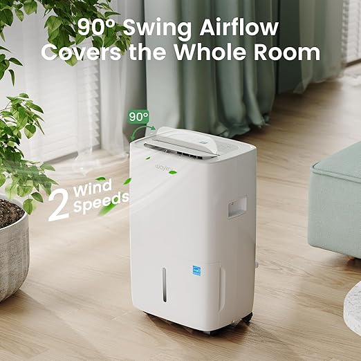 Waykar 80 Pints Energy Star Most Efficient Dehumidifier for up to 5,000 Sq. Ft. for Home, Basement and Large Room with Drain Hose and Water Tank