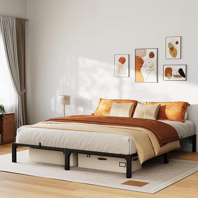 GarveeHome 10 Inch Full Bed Frame, Heavy Duty Metal Platform Bed Frame with Iron Slat Support, No Box Spring Needed, Tool-Free Assembly, Supports 800 Lbs