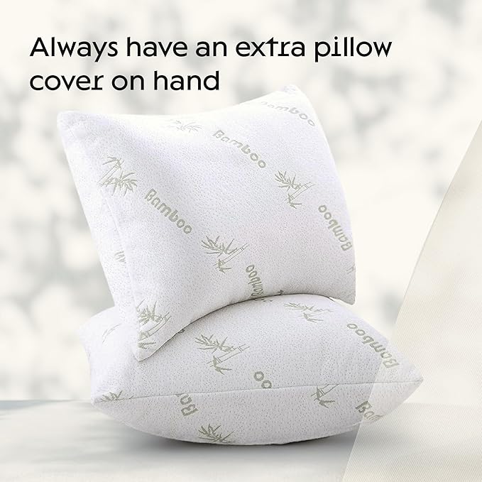 100% Waterproof Pillow Protectors Standard 20x26 Pair Zippered Pillow Case, Pillow Cover, Guaranteed Noiseless Pad, Ultra Plush Absorbent (Viscose Made from Bamboo), Green 2 Pack