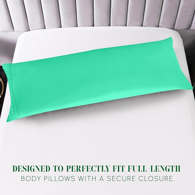 Elegant Comfort Luxury Ultra-Soft 1-Piece Pillowcase Set - 1500 Premium Hotel Quality Microfiber Double Brushed - Wrinkle Resistant, Body Pillowcase Size, Paradise Teal