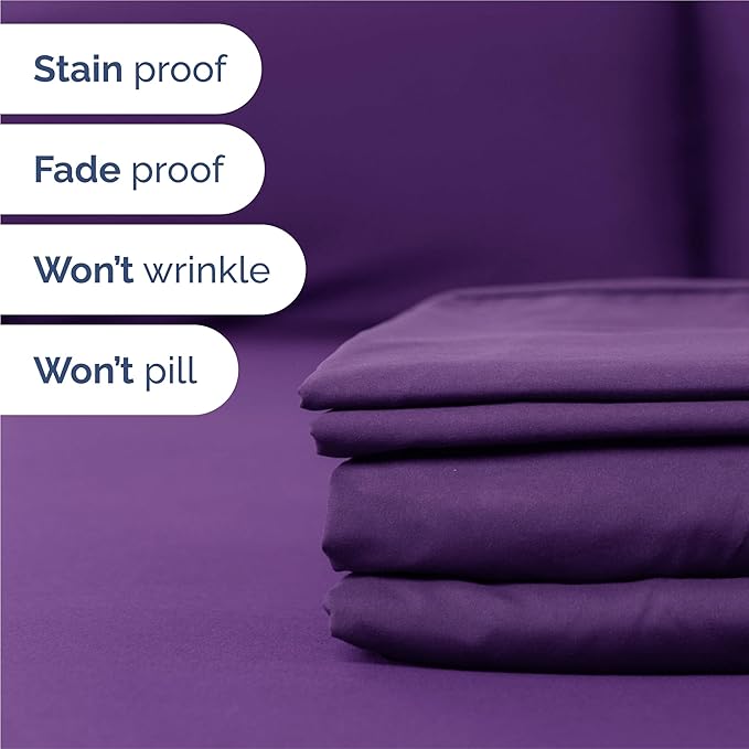 Split King 7 Piece Sheet Set - Comfy, Breathable & Cooling - Soft Hotel Luxury Bedding for Women, Men, Kids, Teens and Children - 1 Flat & 2 Fitted Sheets & 4 Pillowcases with Deep Pockets - Purple