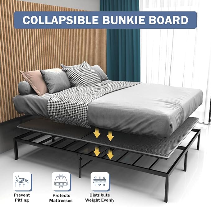 Bunkie Board Queen Size 60"x80" for Under Mattress Bed Support, Heavy Duty Reinforced Wood with Anti-Sag, Light Thin/Breathable, Noise Minimizing, Fits Metal Frames/Platform Beds/Sleeper Sofa