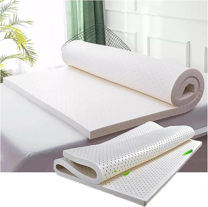 100% Natural Latex Organic Breathable and Comfortable, Durable and Not Easy to Collapse, Mattress Topper, Natural Latex Mattress,4in,200×200cm(79x79in)