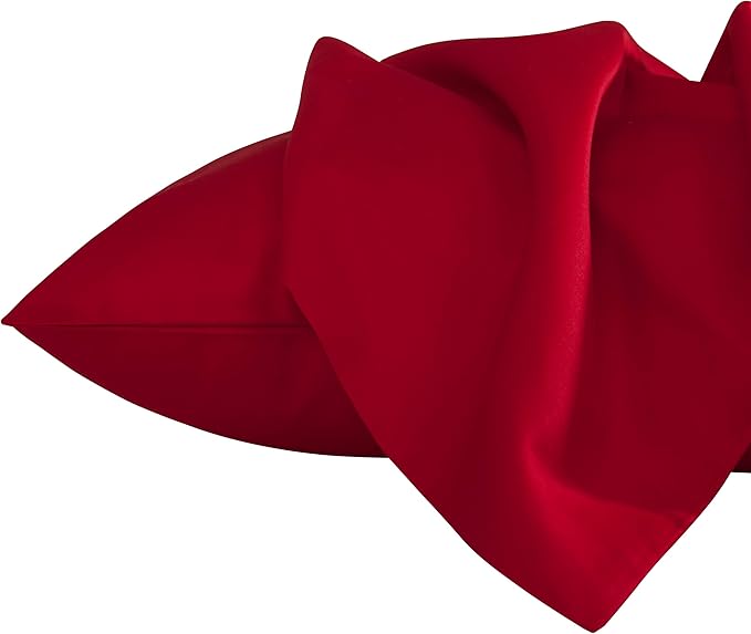 NTBAY Egyptian Cotton King Pillowcases - Set of 2, 500 Thread Count Cotton Pillowcases - Soft and Breathable Envelope Closure Pillow Cases - 20x36 Pillow Covers for Bed, Red