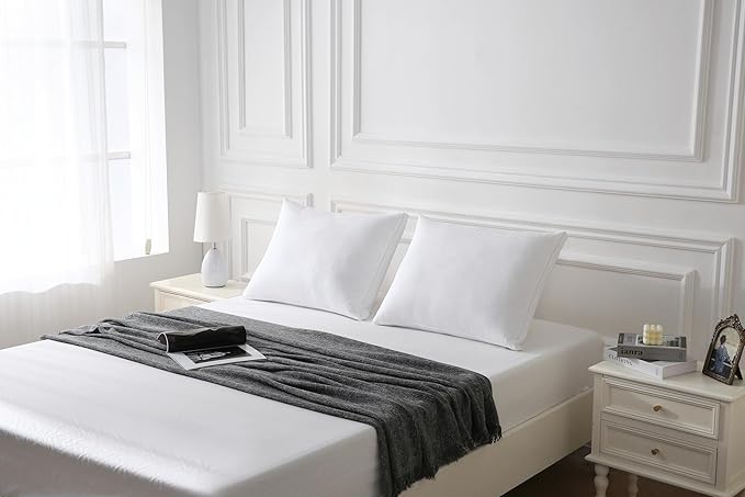 Maxi Deluxe Queen Size Bed Pillow – Ultra Soft & Comfortable – Versatile for Side, Back & Stomach Sleepers – 300TC Cotton Top – Single Pack – (Queen Size Pillow is 20 x 30)