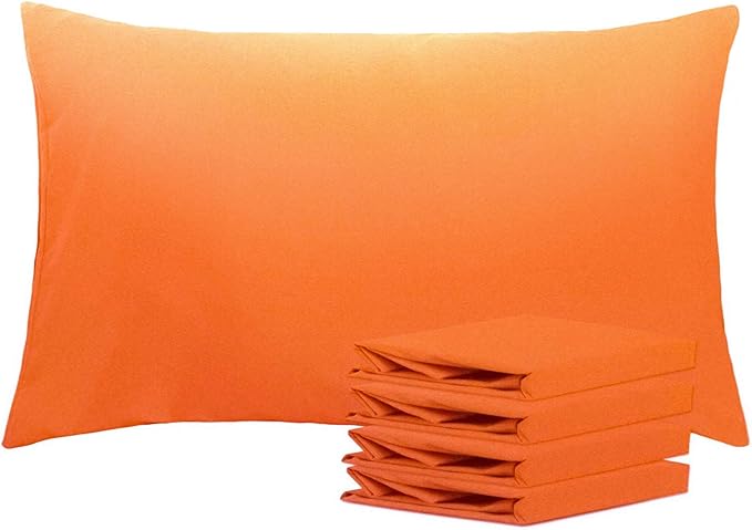 NTBAY Queen Pillowcase Set - 4 Pack Brushed Microfiber 20x30 Pillowcases - Soft, Wrinkle-Free, Fade-Resistant, Stain-Resistant, Orange Pillowcases with Envelope Closure - 20x30 Inches, Orange