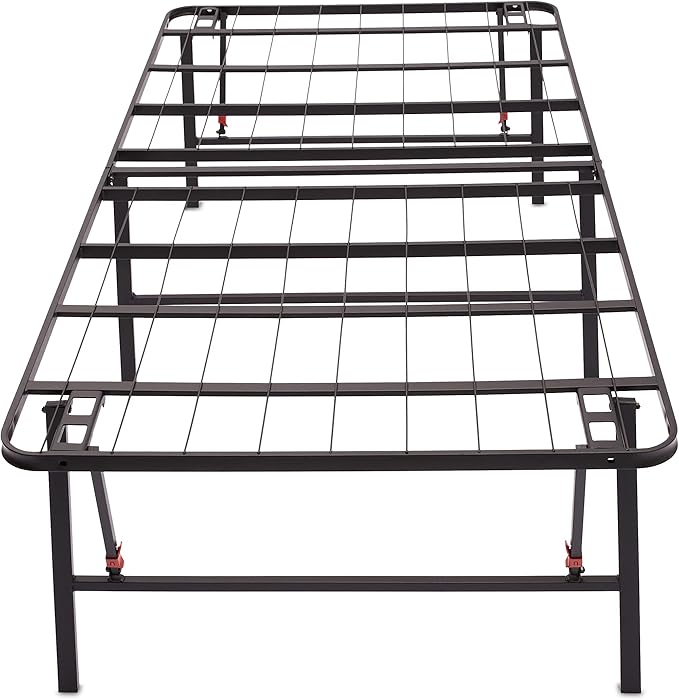 Amazon Basics Foldable Metal Platform Bed Frame, Noise-Free Mattress Foundation with Tool-Free Assembly, 18 Inches High, Sturdy Steel Frame, No Box Spring Needed, Twin Size, Black