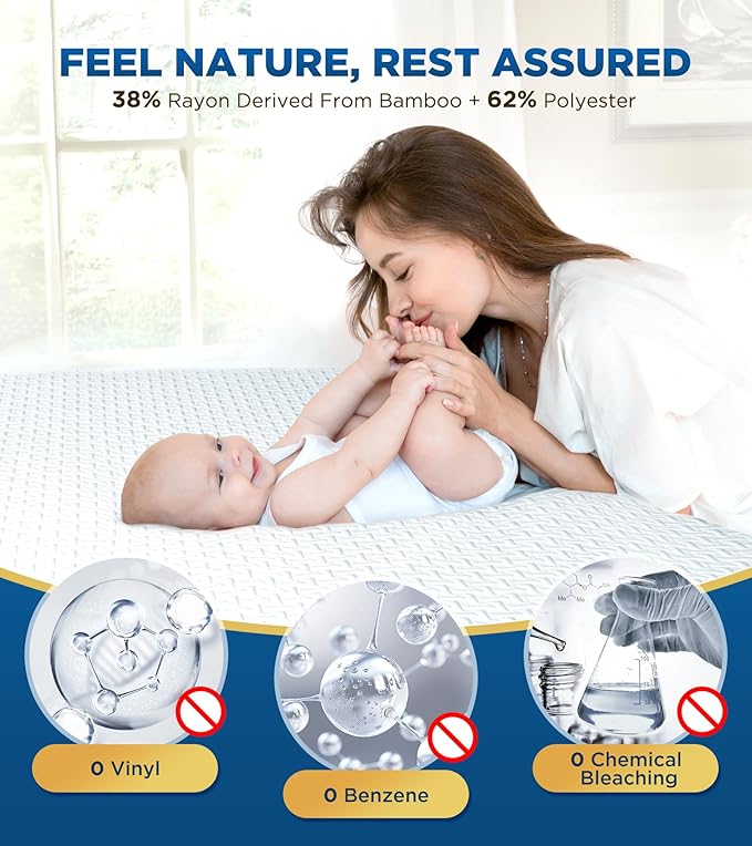 Premium 100% Waterproof Twin XL Mattress Protector Breathable Cooling 3D Air Fabric Mattress Cover Smooth Soft Hypoallergenic Noiseless Bed Cover Machine Washable Vinyl Free 8-21'' Deep Pocket