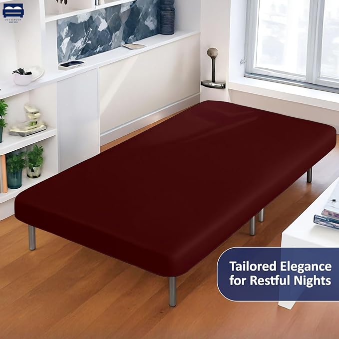 Cot Size 30" x 75" Fitted Sheet, 100% Egyptian Cotton, Perfect for Camp Bunk Beds/RVs/Guest Beds/Army Cots/Replacement Mattress (Burgundy)