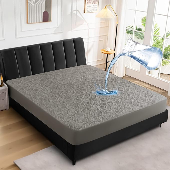 Sufdari Twin Waterproof Mattress Protector, Waterproof Mattress Cover,Breathable & Noiseless Mattress Pad, Waterproof Quilted Fitted Sheet Fits Up to 8-18" Deep Pocket