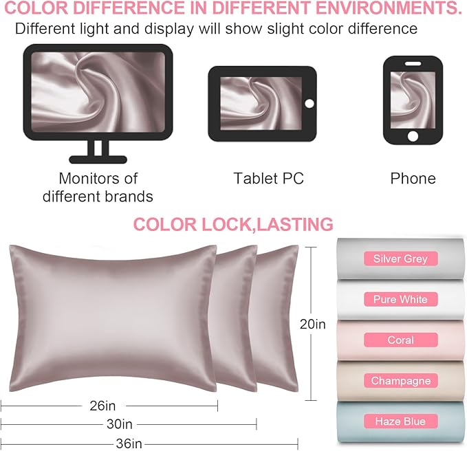 Silk Pillow Cases King Size with Hidden Zipper, Mulberry Silk Pillowcase for Hair and Skin, Smooth and Soft Breathable Cooling Silk Satin Pillow Covers for Sleeping, Gifts for Women, Taupe