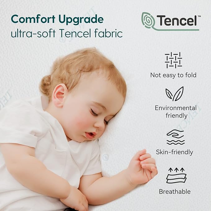 Babelio Crib Mattress, Toddler Mattress for Toddler Bed, Memory Foam Baby Mattress, Dual Sided with Tencel Cover & Waterproof Lining