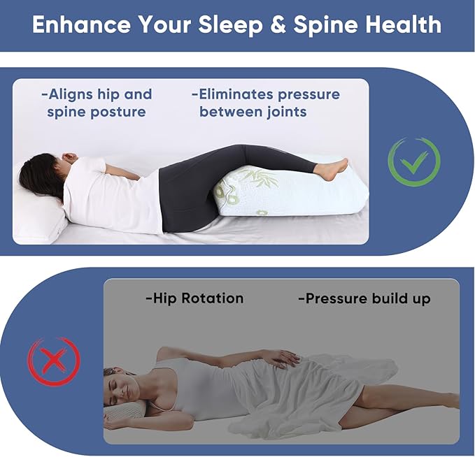 MINUPWELL 6.5" Knee Pillow for Side Sleepers - 100% Shredded Memory Foam Leg Pillow for Side Sleeping - Between Leg & Under Hip Pillow - Relieving Leg, Back, and Knee Pain - Rayon Derived from Bamboo