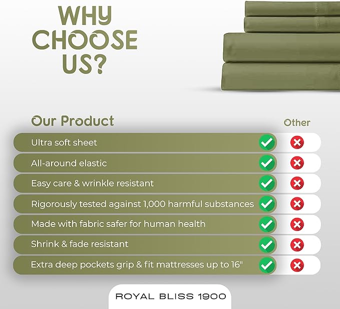 Full Size Bed Sheets – 4Pcs Bed Sheets Full Size Set, Deep Pocket, Double Brushed Microfiber, Fade Resistant, Soft & Breathable for Cozy and Comfortable Sleep(Sage)